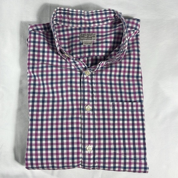 J. Crew mens purple grey gingham check long sleeve button down shirt - size S - Picture 8 of 8